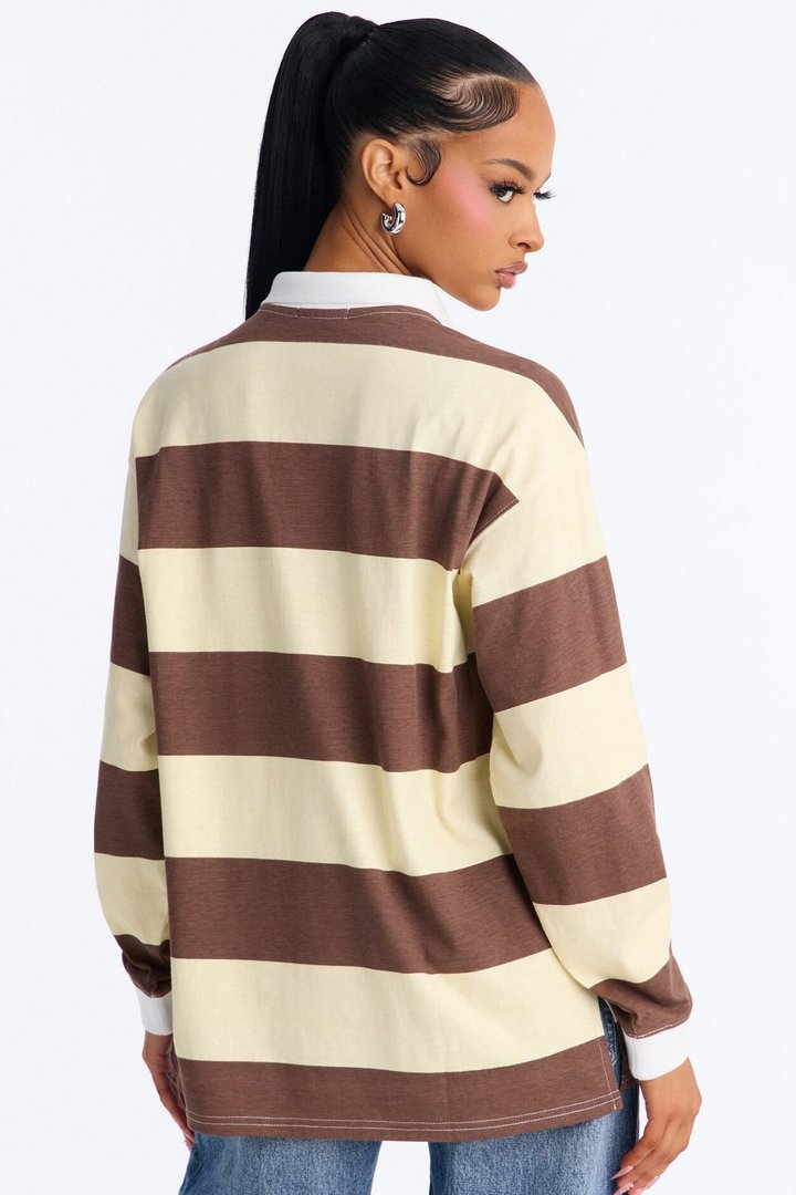The Big Apple NYC Striped Polo - Brown Combo