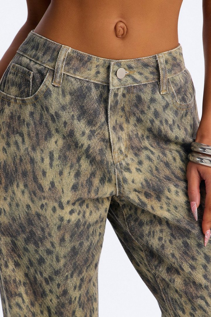 Daniela Mid Rise Straight Leg Pant - Brown/combo