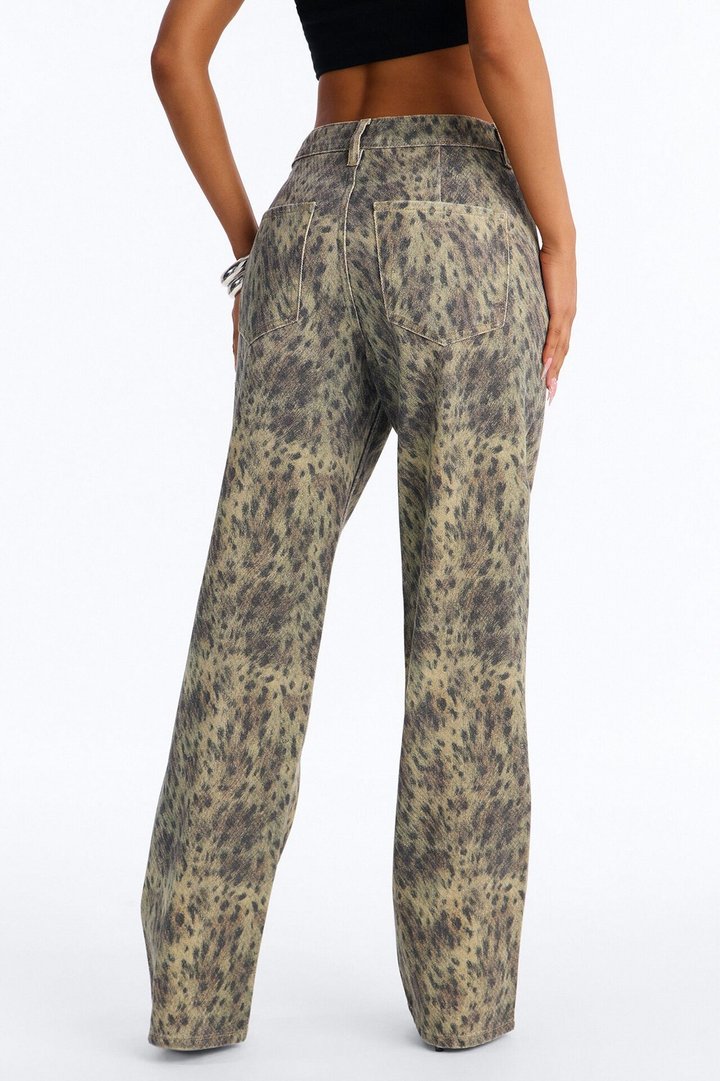 Daniela Mid Rise Straight Leg Pant - Brown/combo