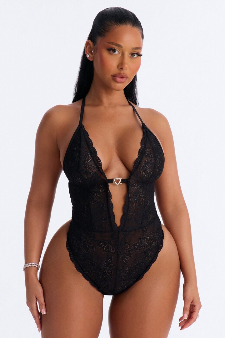 Becca Lace Racer Back Teddy - Black