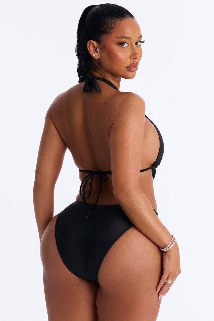 Shelby 1 Piece Cut Out Halter Swimsuit - Black