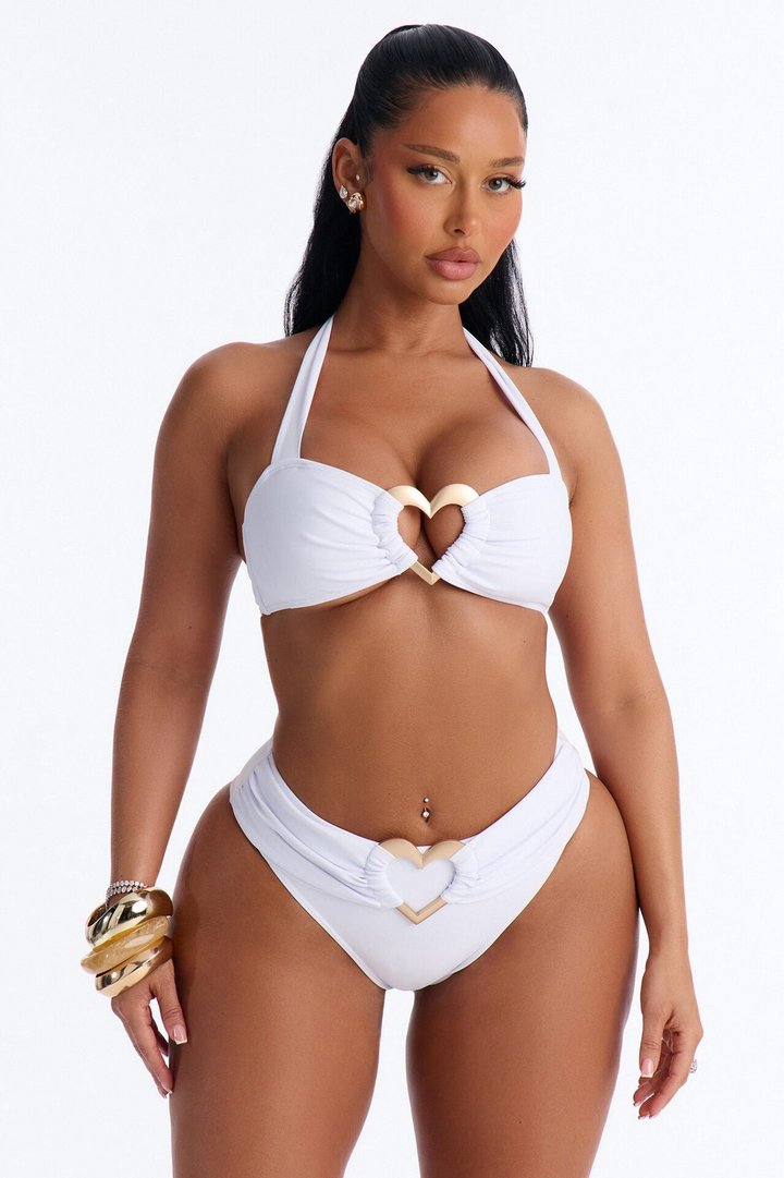 Val 2 Piece Hardware Bandeau Bikini Set - White