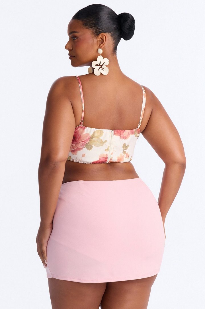 Spring Chic Tie Front Floral Bralette Top - Cream/combo