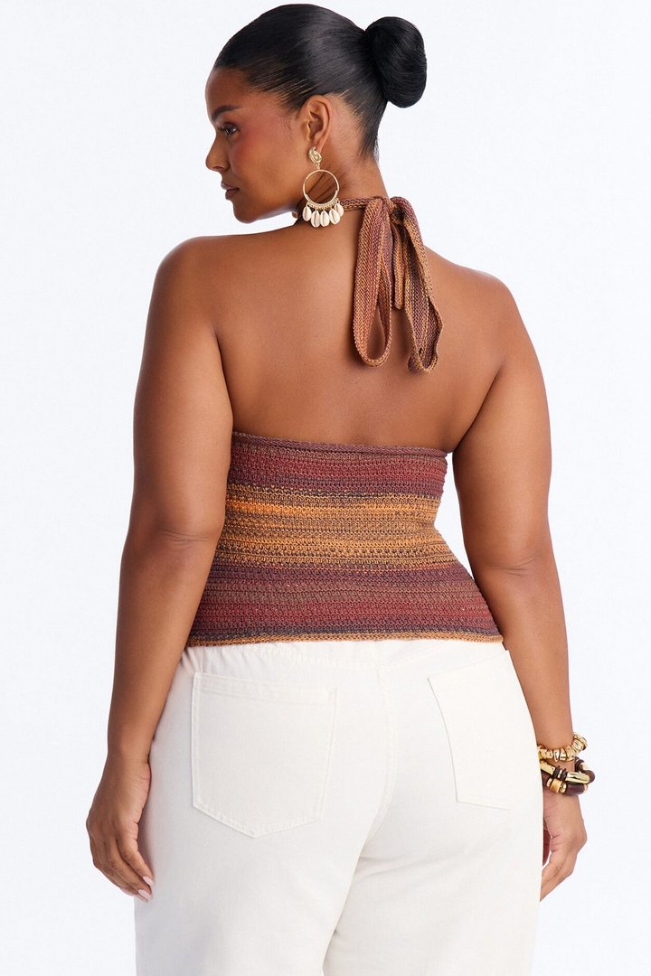 On The Horizon Crochet Halter Top - Terracotta