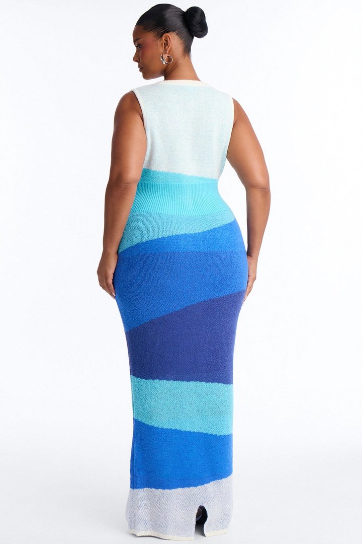 Liliana Sweater Maxi Dress - Blue/combo