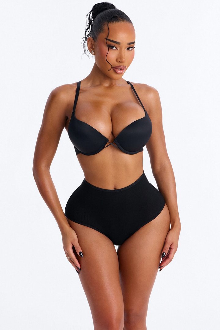 Lightweight Ribbed Lounge Brief Panty - Black