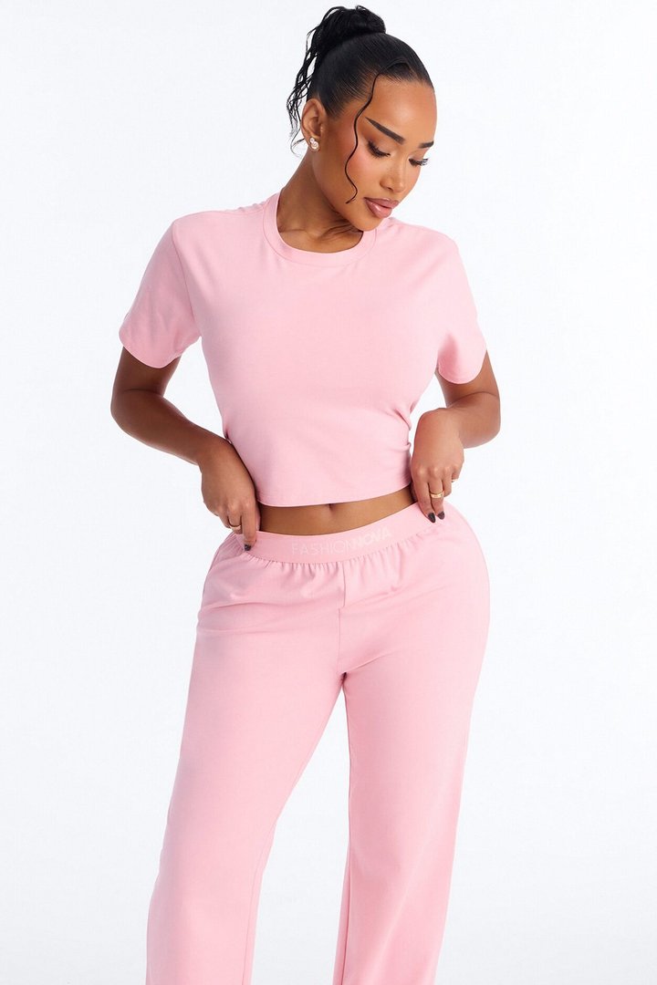 FN Mood Cotton PJ Pant Set - Light Pink