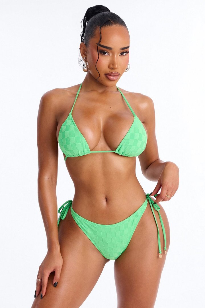 Oceanside Moments Charm 3 Piece Bikini Short Set - Green