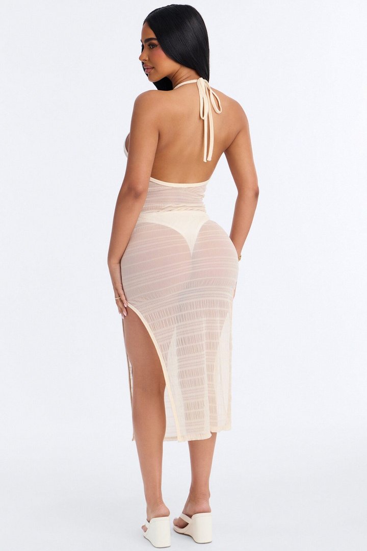 By The Pool Midi Sheer Swim Cover Up Dress - White