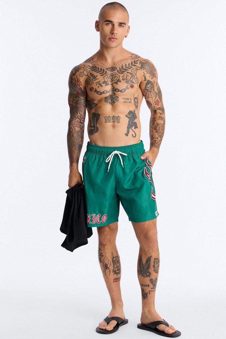 Mexico Circuit Velocity Swim Trunk 7″ - Green/combo