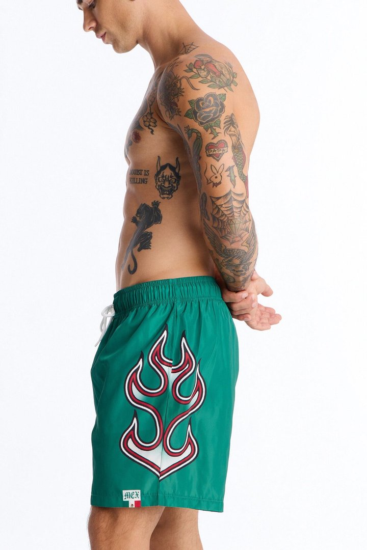 Mexico Circuit Velocity Swim Trunk 7″ - Green/combo