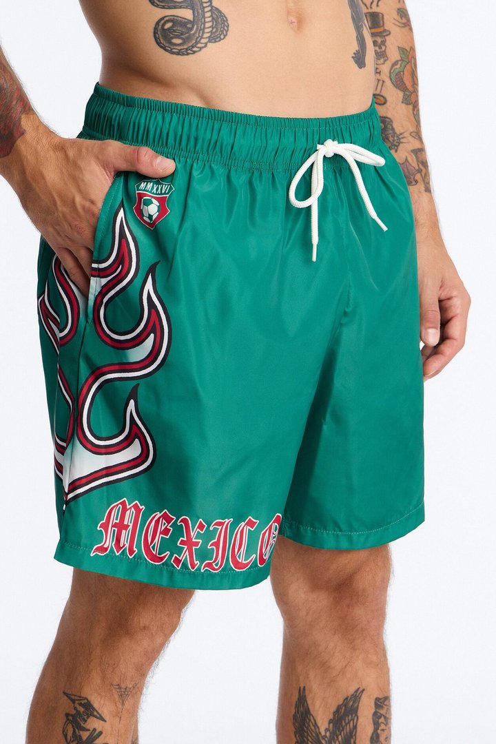 Mexico Circuit Velocity Swim Trunk 7″ - Green/combo