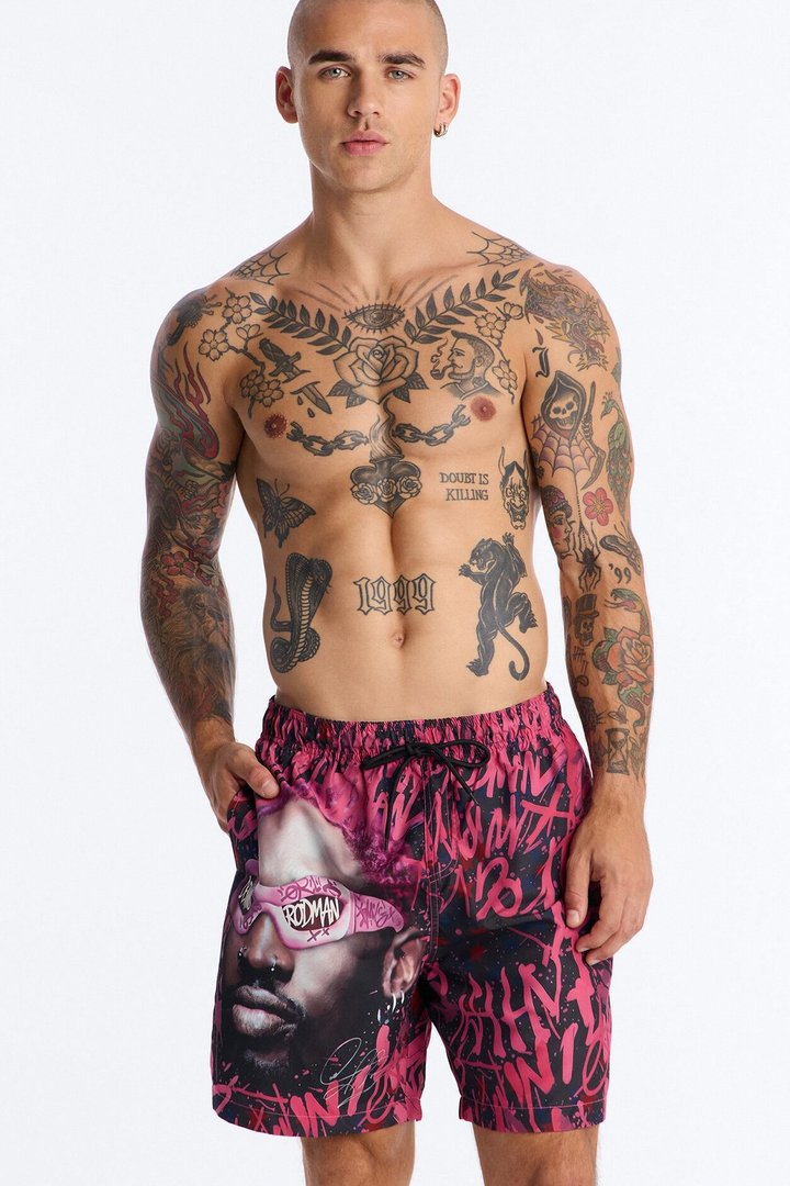 Rodman Poolside Swim Trunk 7″ - Pink/combo