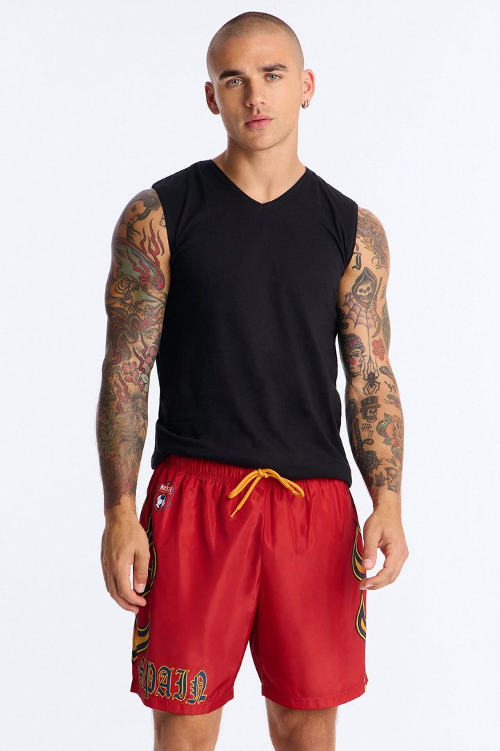 Spain Circuit Velocity Swim Trunk 7″ - Red/combo