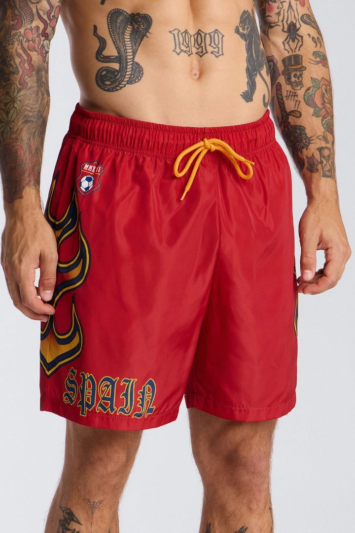 Spain Circuit Velocity Swim Trunk 7″ - Red/combo