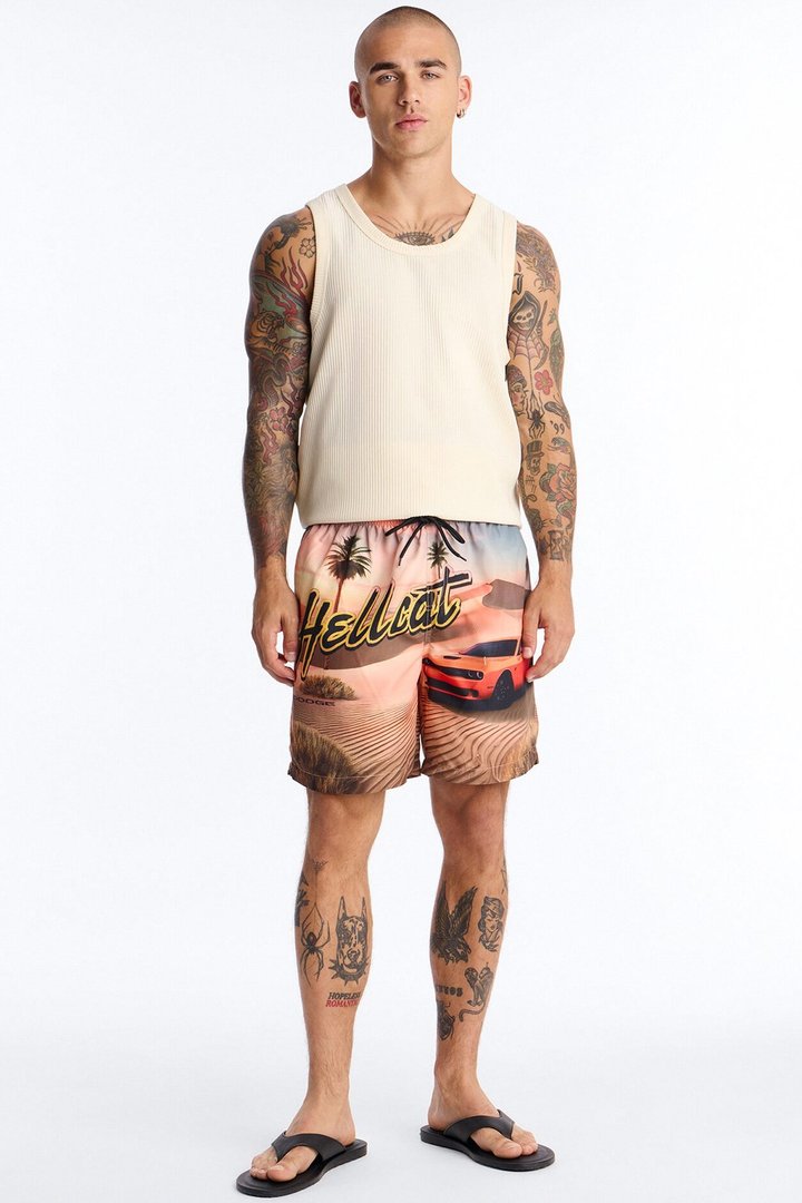 Hellcat Desert Heatwave Photoreal Swim Trunk 7″ - Multi Color