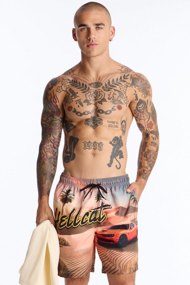 Hellcat Desert Heatwave Photoreal Swim Trunk 7″ - Multi Color