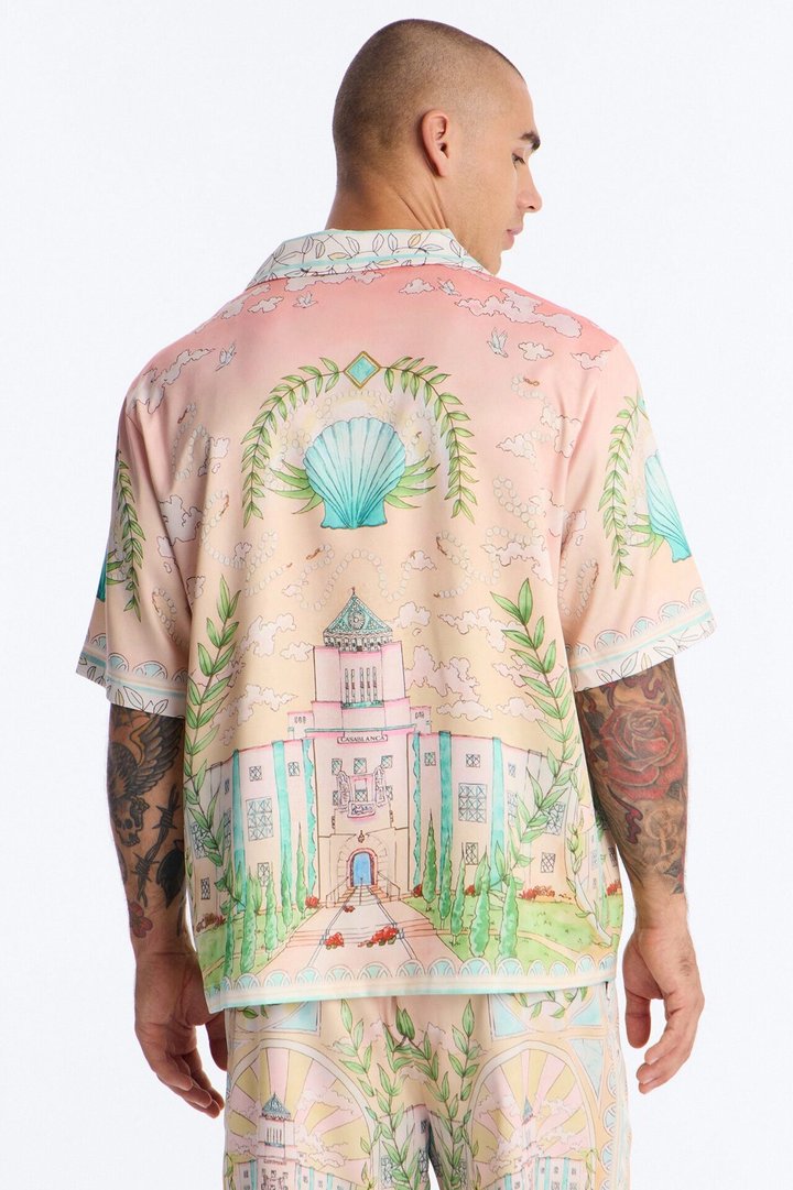 Tennis Resort Relaxed Cuban Collar Button Down Shirt - Multi Color