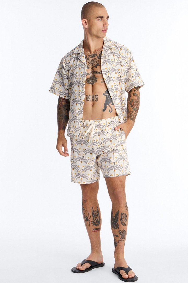 Palm Mandala Swim Trunk 7″ - Cream/combo