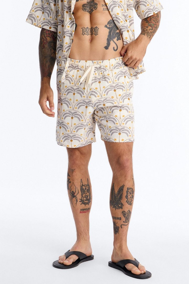 Palm Mandala Swim Trunk 7″ - Cream/combo