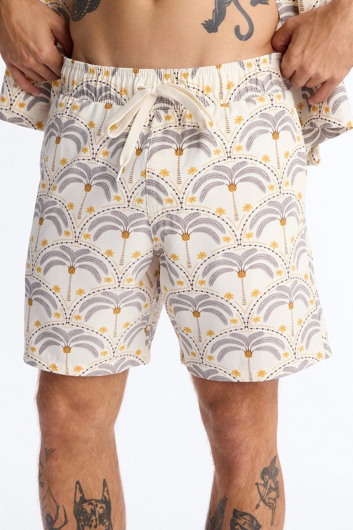 Palm Mandala Swim Trunk 7″ - Cream/combo