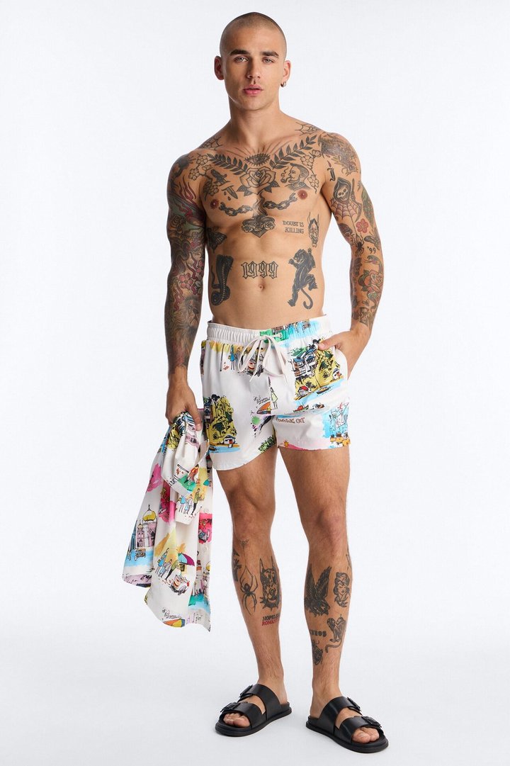 Euro Summer Swim Trunk 4″ - Multi Color