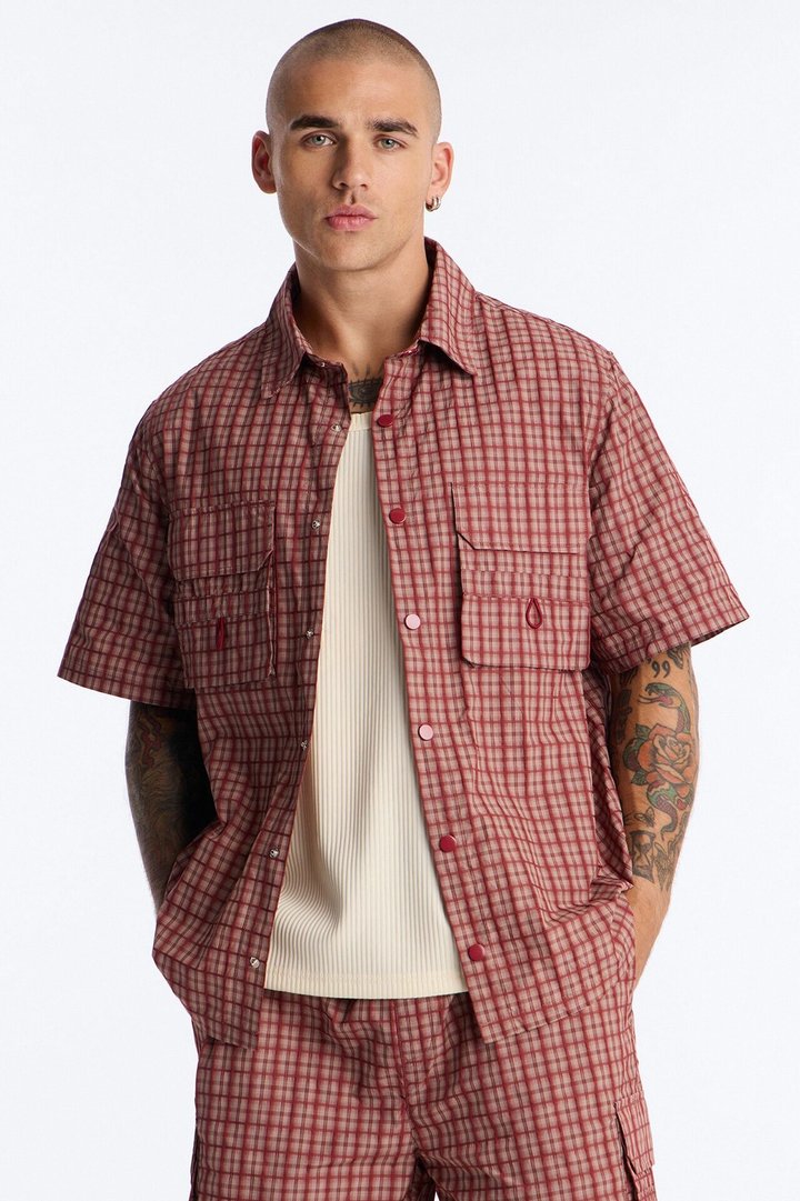 Ryder Plaid Button Up Shirt - Red/combo