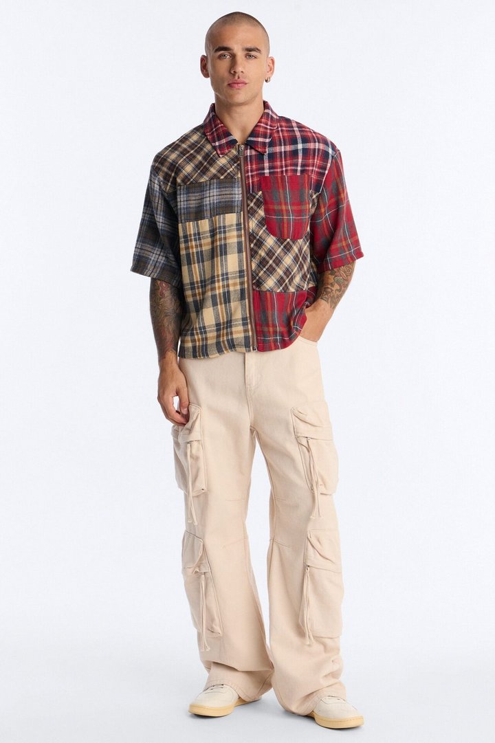 Relaxed Tartan Drift Plaid Zip Up - Multi Color