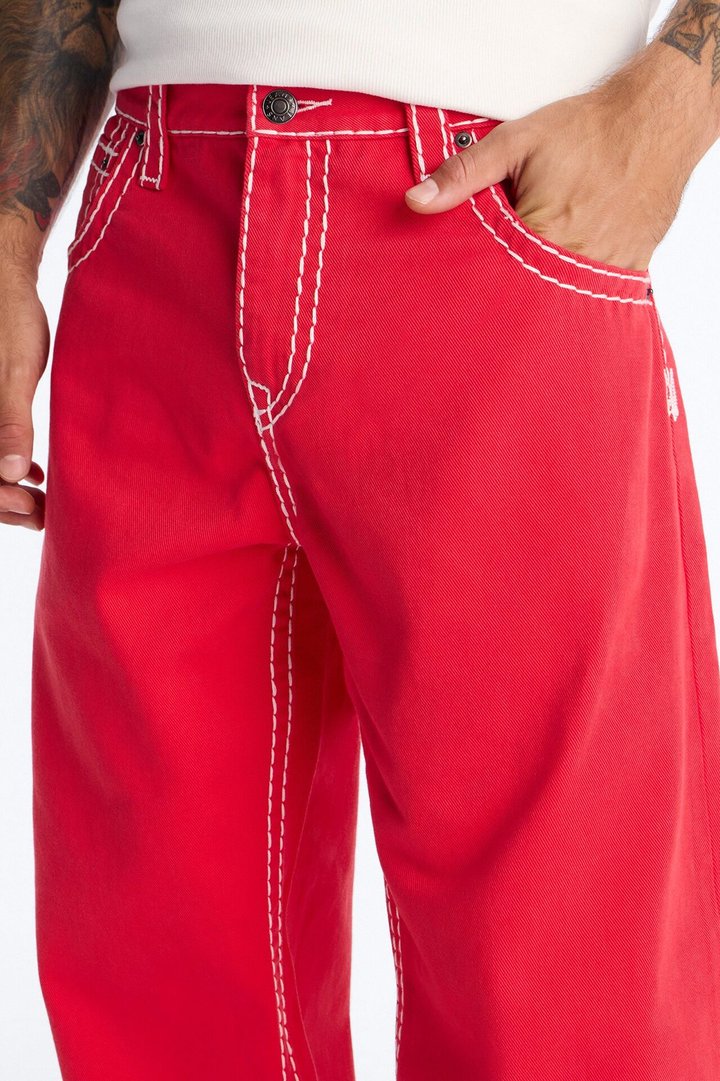 Heavy Stitch Barrel Jean - Red