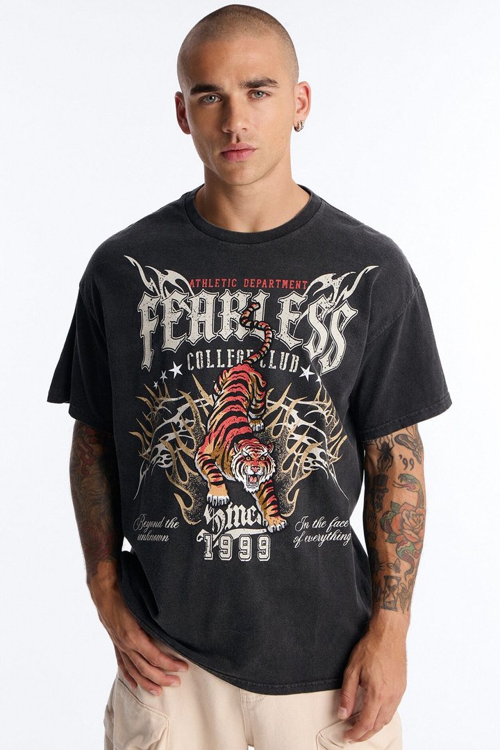 Fearless Athletic Dept Vintage Oversized Short Sleeve Tee - Black