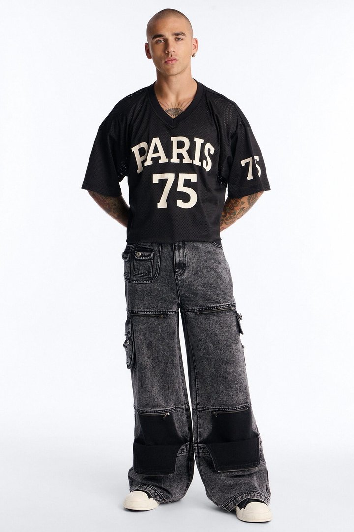 Zip-Off 2 Way Baggy Cargo Jean - Black Wash