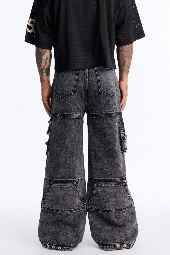 Zip-Off 2 Way Baggy Cargo Jean - Black Wash