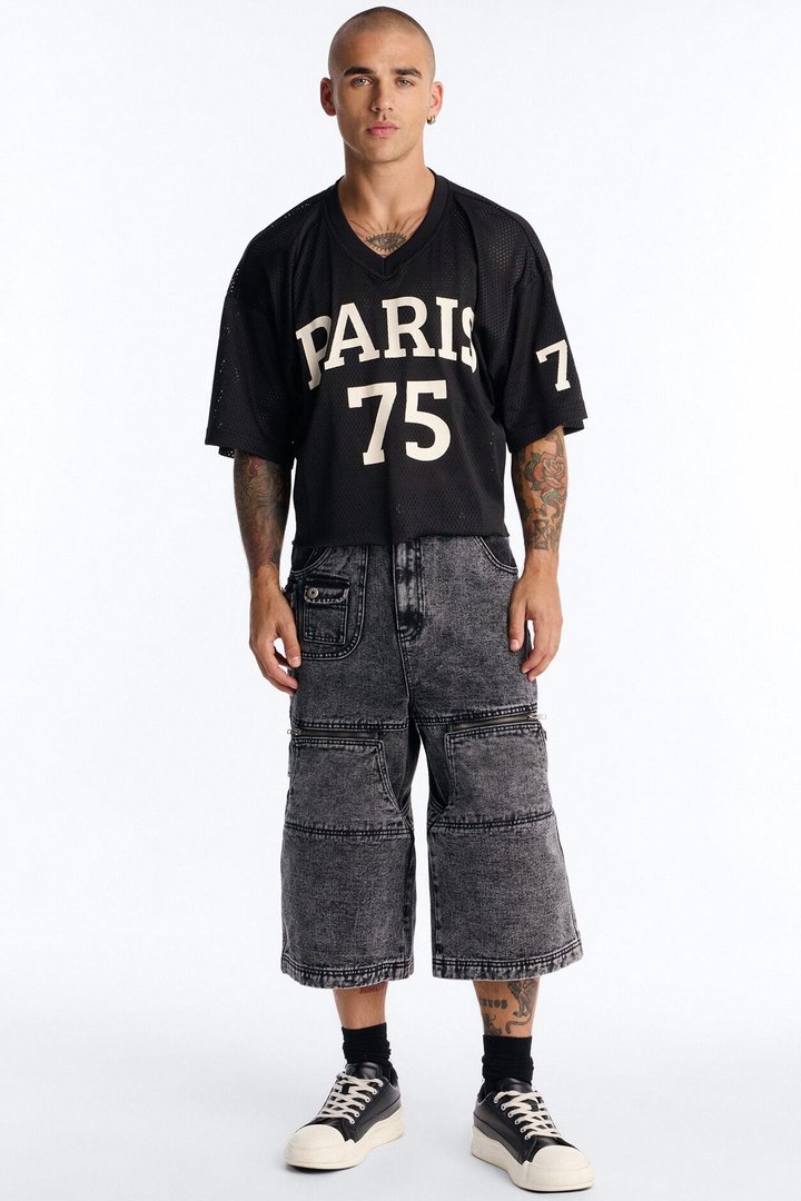 Zip-Off 2 Way Baggy Cargo Jean - Black Wash