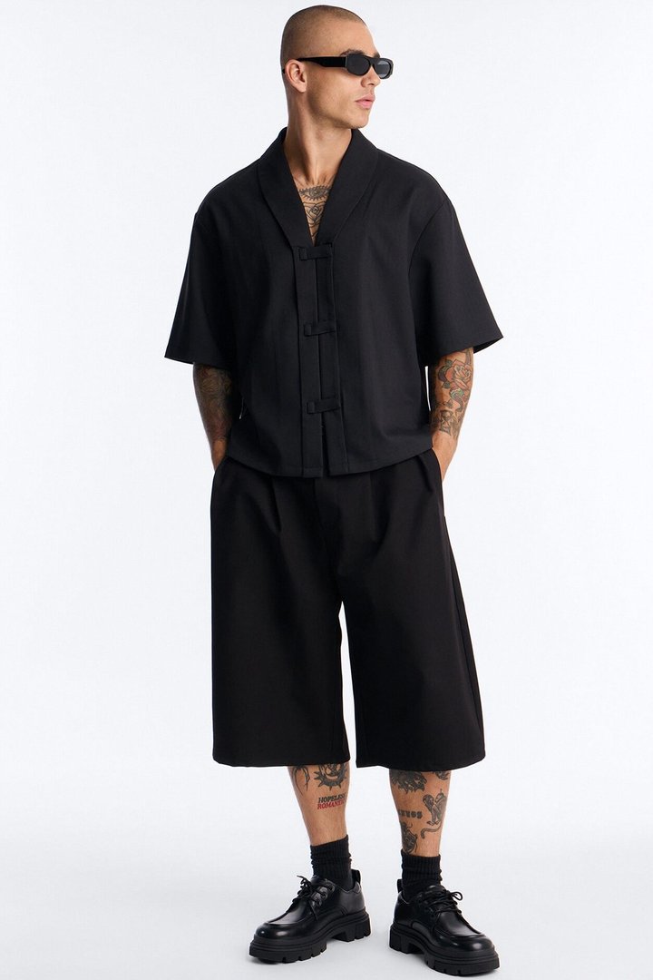 Maison Tailored Toggle Shirt - Black