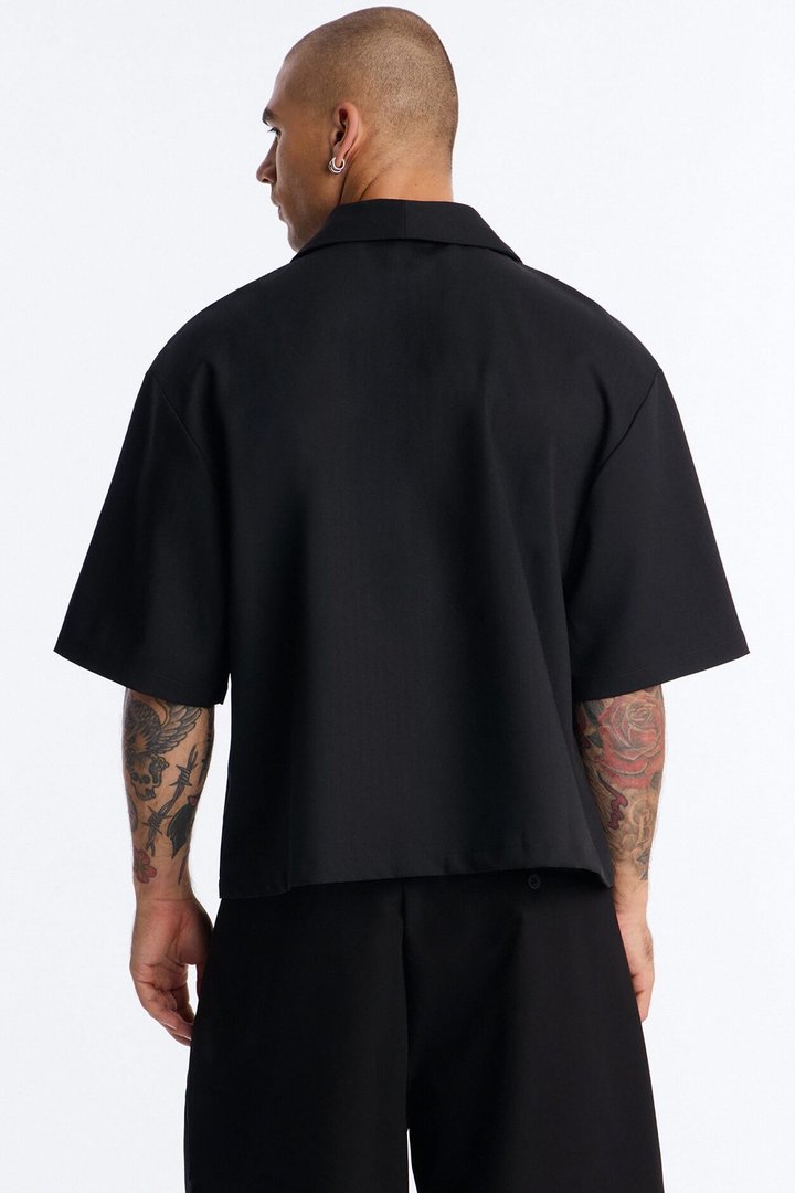 Maison Tailored Toggle Shirt - Black