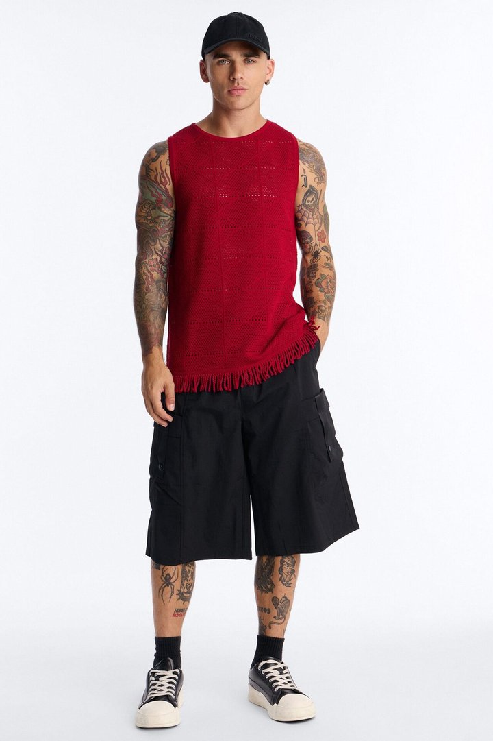 Cabana Tassel Fringe Tank - Red