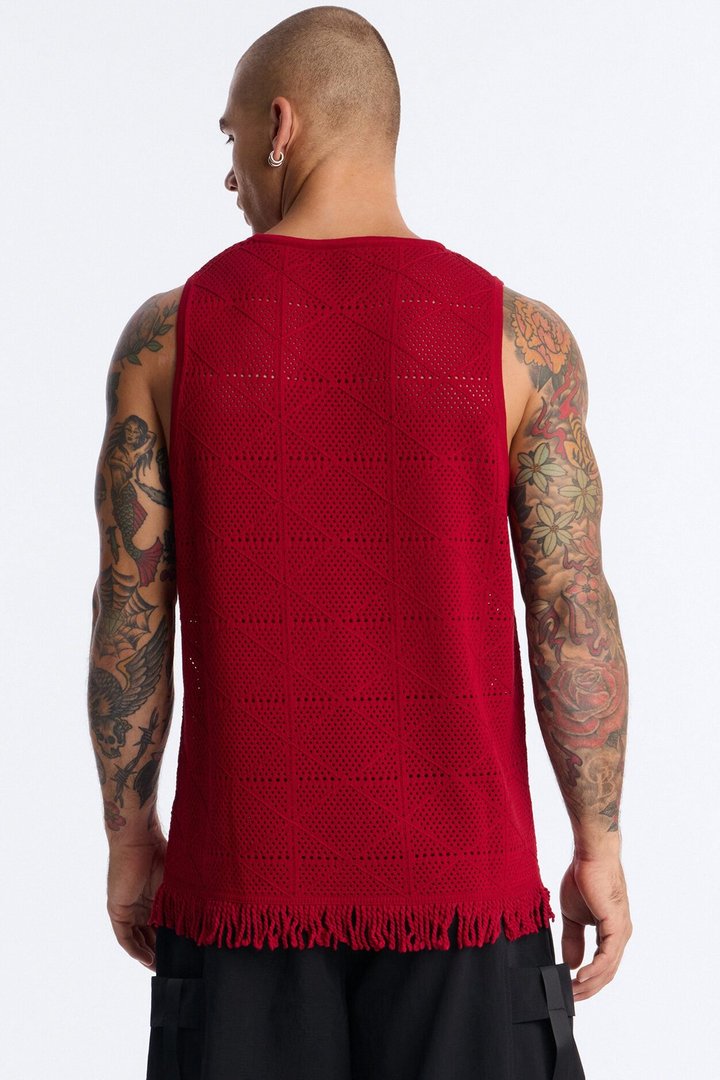 Cabana Tassel Fringe Tank - Red