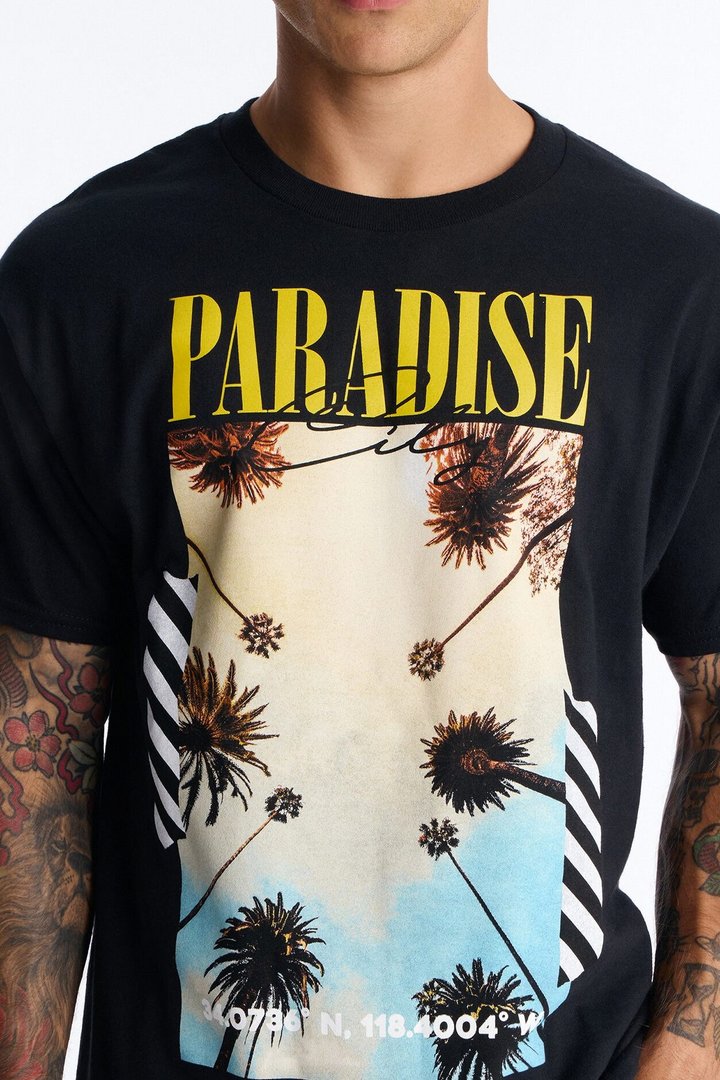 Paradise City Oversized Short Sleeve Tee - Black