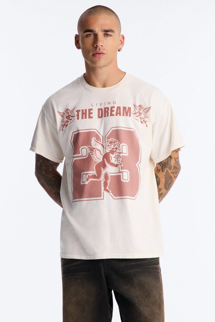 The Dream Vintage Oversized Short Sleeve Tee - Off White