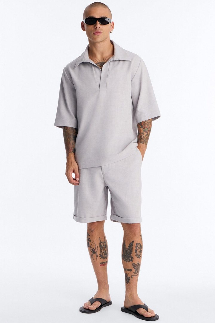 Sorrento Relaxed Trouser Short - Light Grey