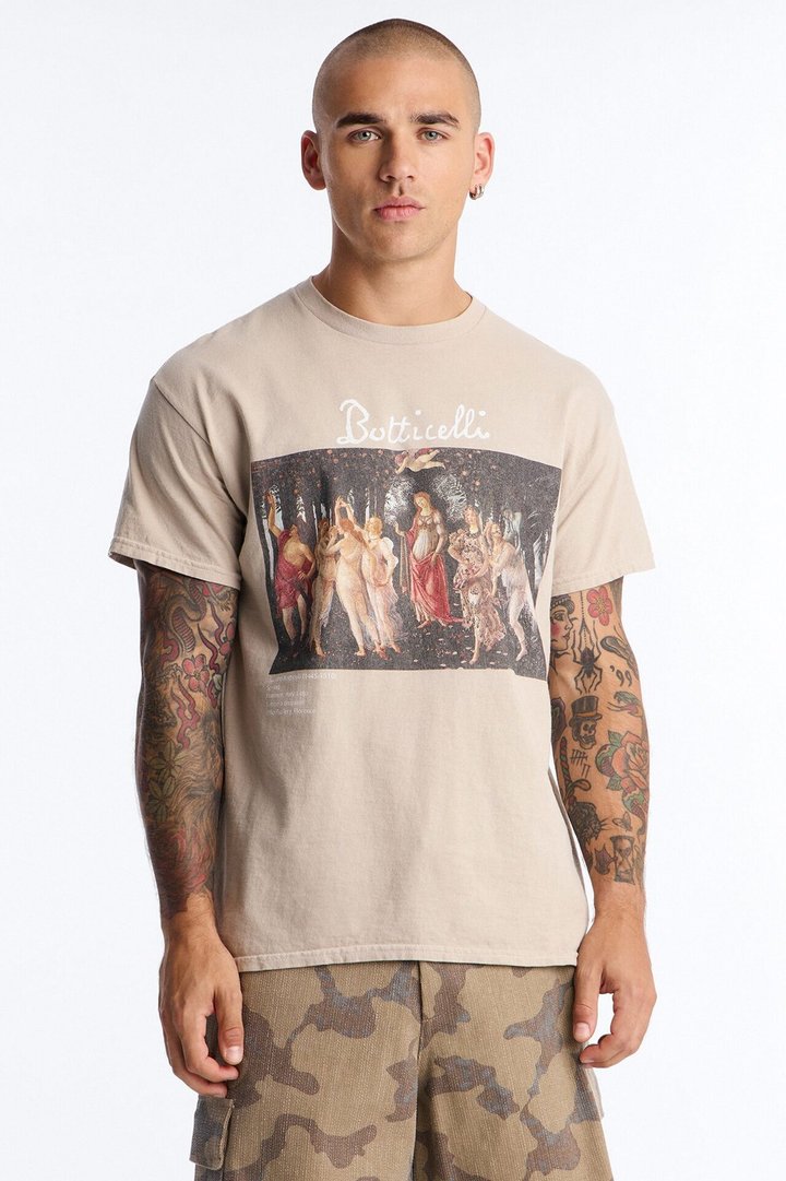 Botticelli Primavera Vintage Short Sleeve Tee - Taupe