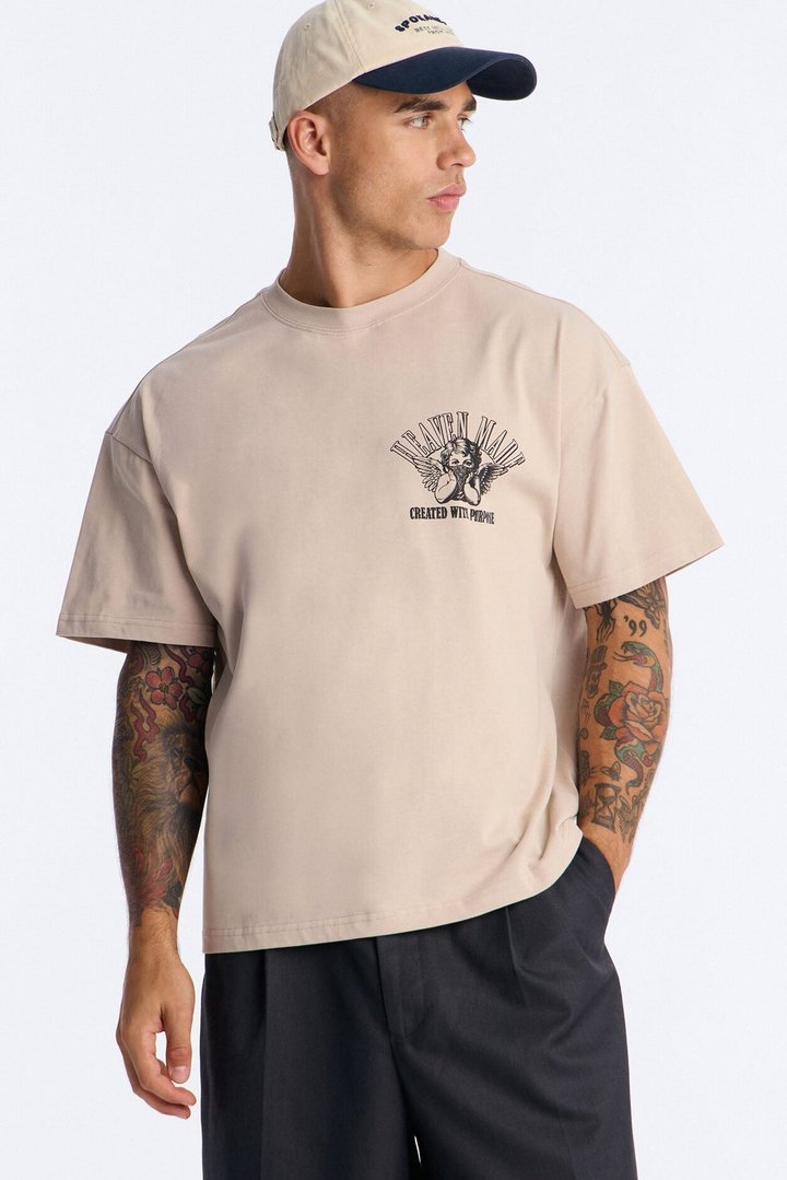 Heaven Made Heavy Weight Oversized Short Sleeve Tee - Taupe