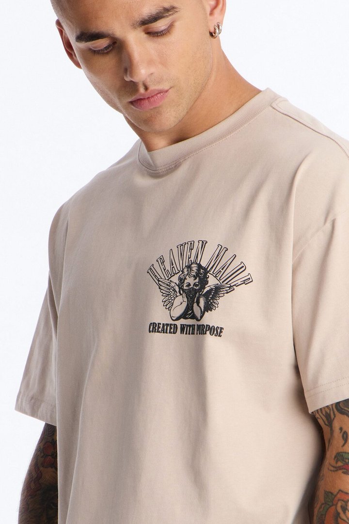 Heaven Made Heavy Weight Oversized Short Sleeve Tee - Taupe