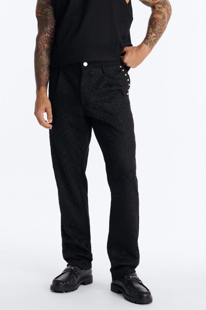 Slim Lattice Luxe Pearl Pant - Black