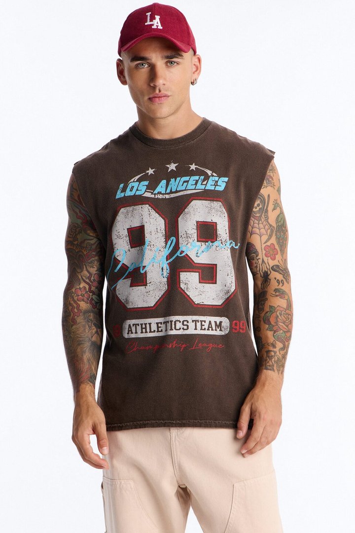 Los Angeles 99 Muscle Tee - Brown