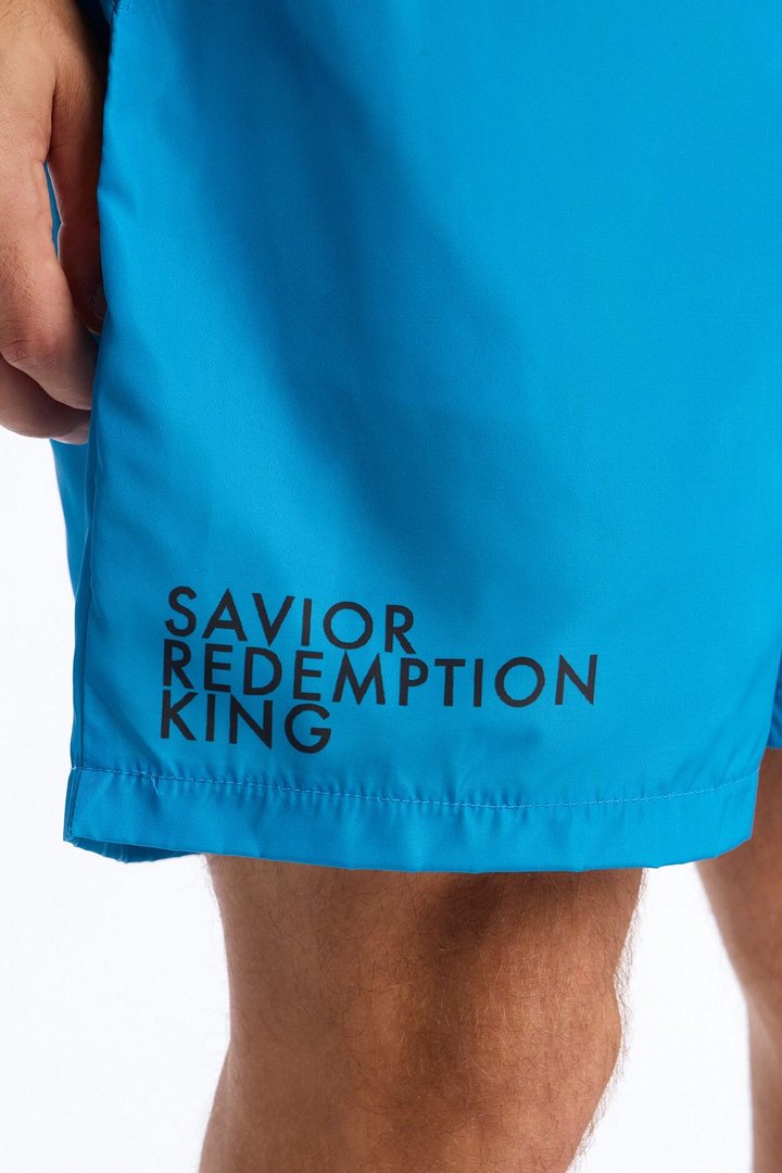 Jesus Is King Swim Trunk 7″ - Blue