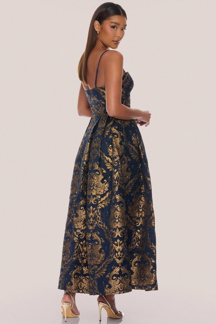 Vanya Jacquard Maxi Dress - Navy/combo