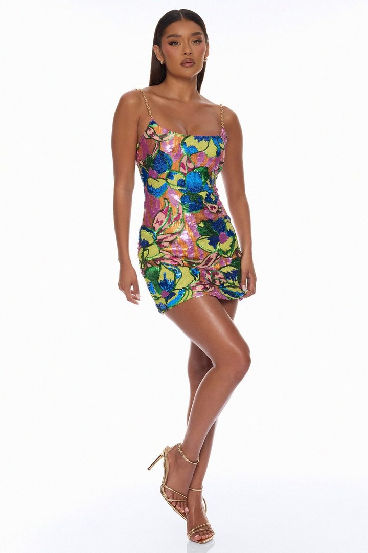 Liliana Embellished Mini Dress - Pink/combo