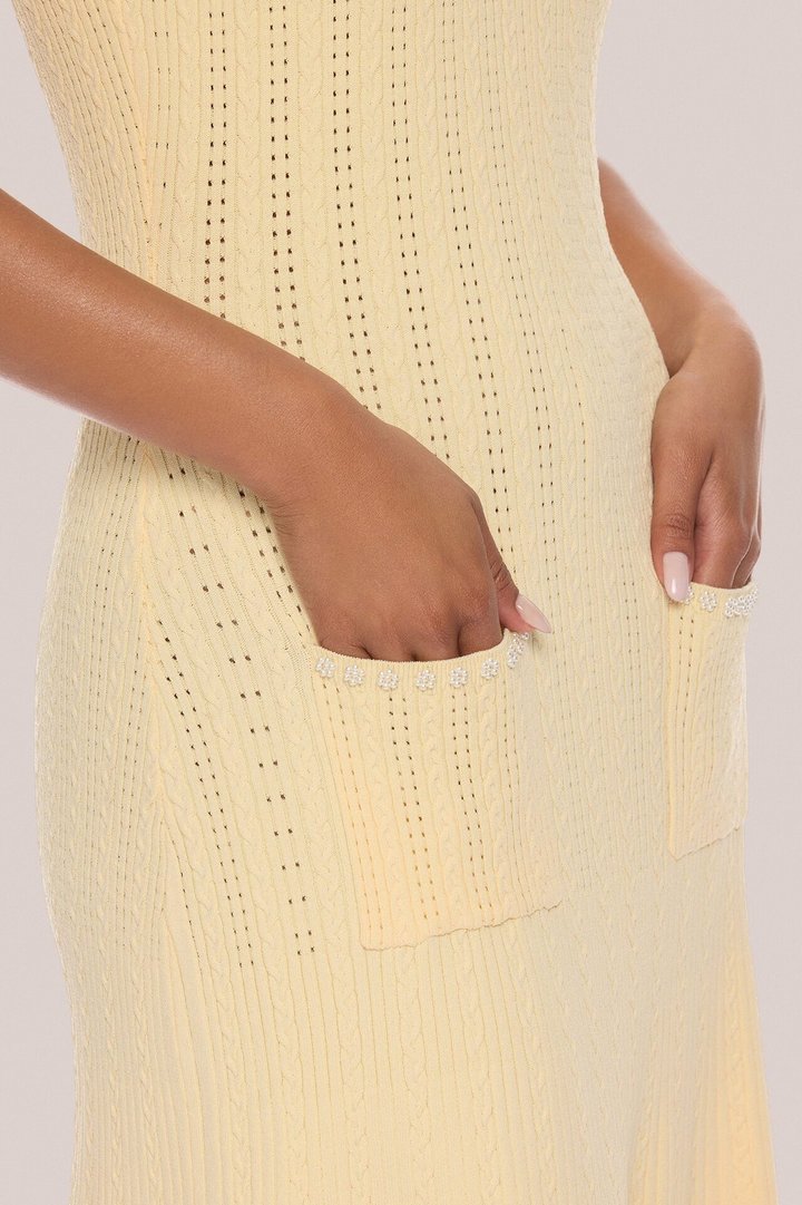 Sweet As Honey Embellished Maxi Dress - Butter Yellow