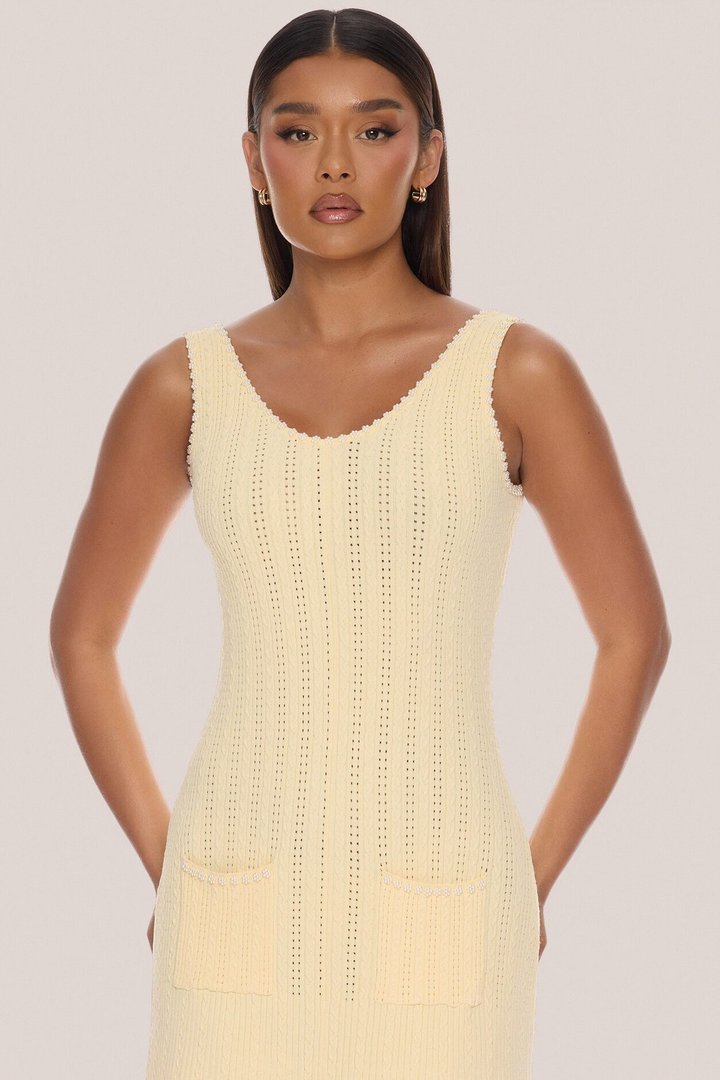 Sweet As Honey Embellished Maxi Dress - Butter Yellow